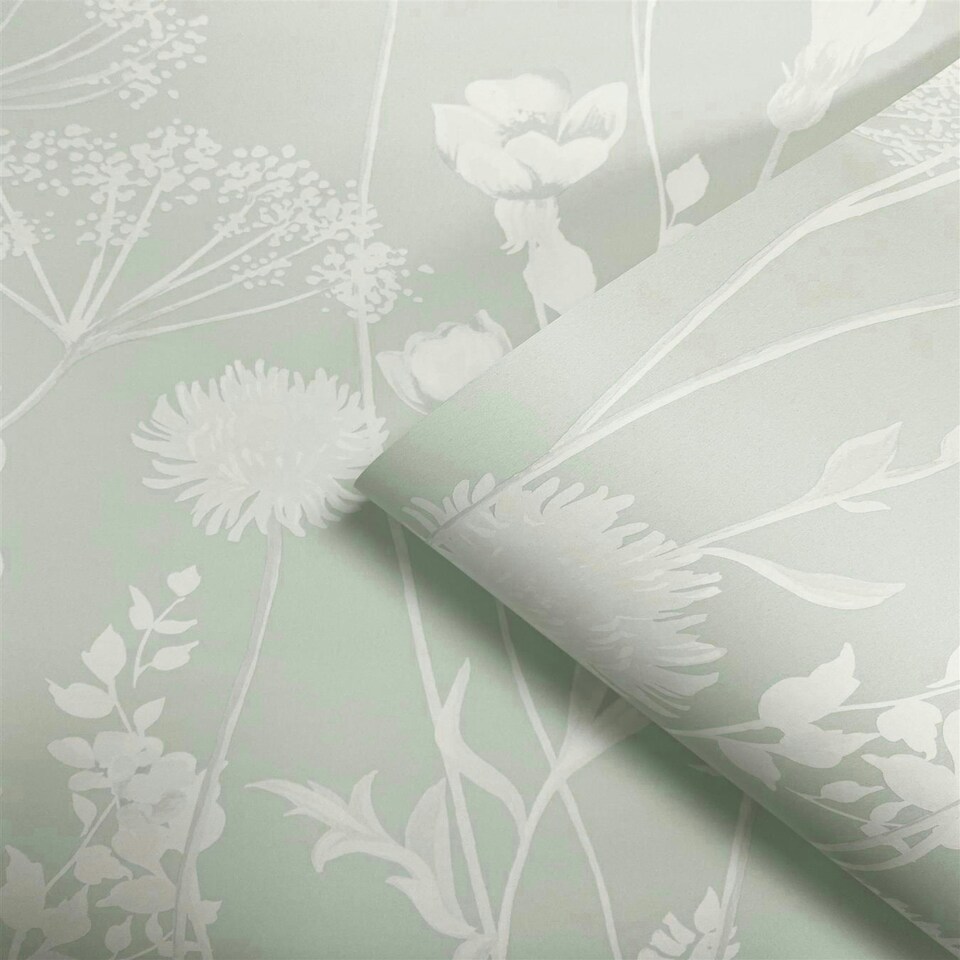 image 1 of Catherine Lansfield Meadowsweet Floral Green Wallpaper