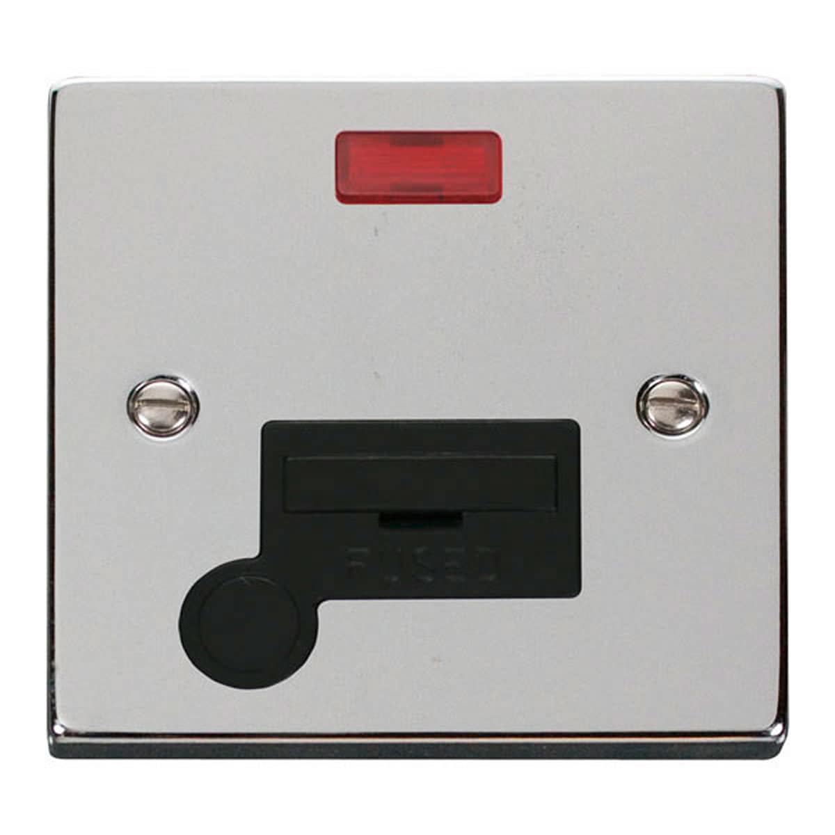 SE HOME Polished Chrome 13A Fused Connection Unit With Neon With Flex Chrome Polished Chrome