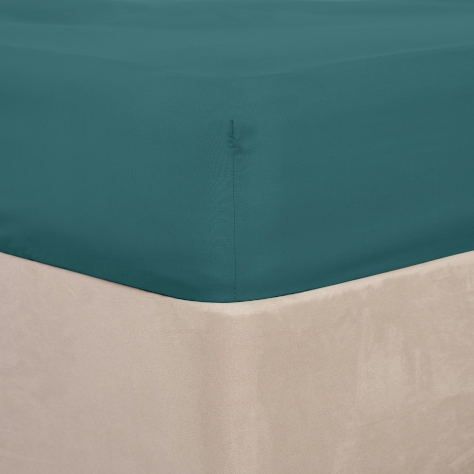 image 1 of OHS Plain Fitted Bed 25cm Deep Elasticated Sheet Green | Teal | King