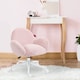 image 7 of HOMCOM Fluffy Desk Chair, Cute Makeup Vanity Chair with Rolling Wheels for Home Bedroom Living Room, Pink