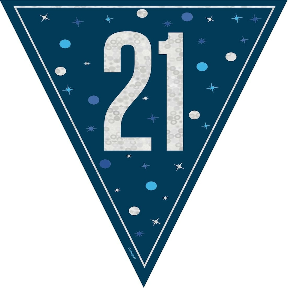 GLITTER BLUE 21 FOILAG BANNER-9FT -  UNIQUE N/A