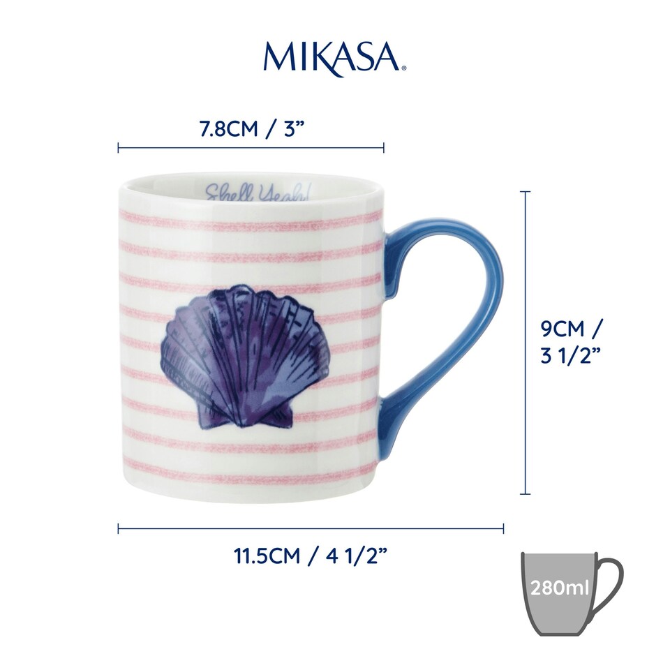 image 1 of Mikasa Shell Straight-Sided Porcelain Mug, 280ml | Blue
