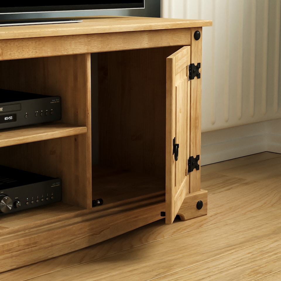 image 1 of Vida Designs Corona 2 Door 1 Shelf Flat Screen TV Unit Stand, Solid Pine Wood