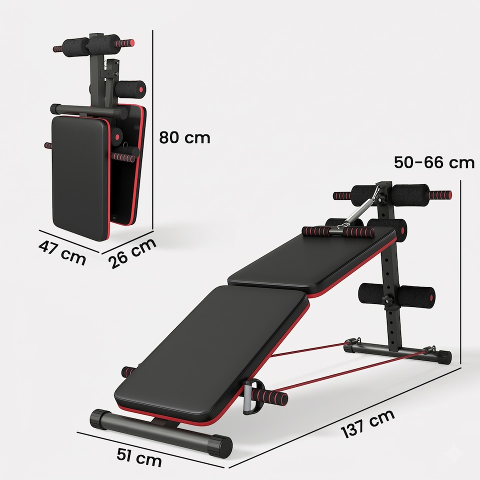 image 1 of HOMCOM Foldable Sit Up Bench 5-Level Adjustable Core Workout for Home Gym Black