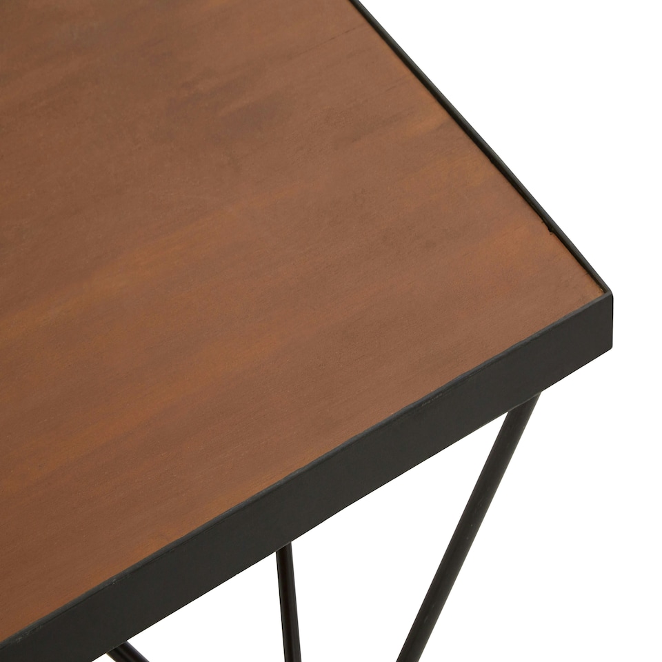 image 1 of Interiors by Premier Square Coffee Table, Wood and Metal Coffee Table, Industrial Coffee Table, Modern Black Iron Coffee Table Brown