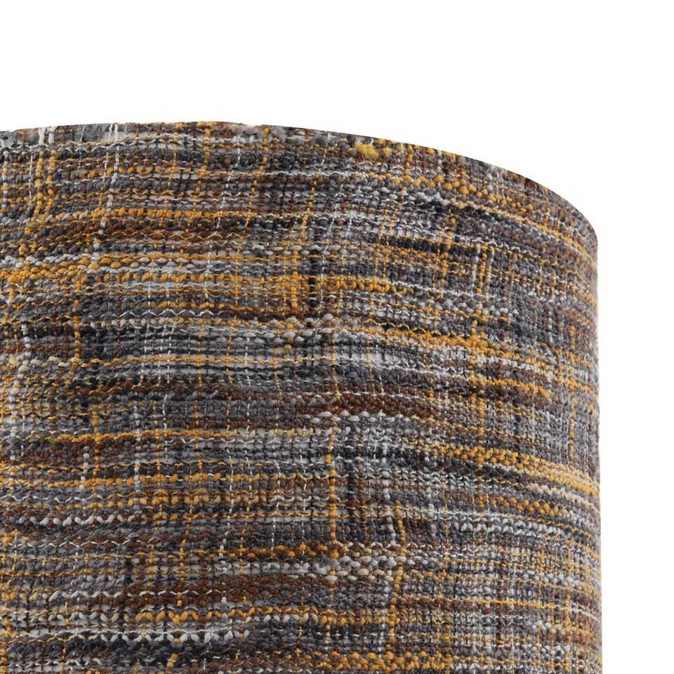 image 1 of Vintage Lined Linen Fabric Lamp Shade in Mustard Burgundy and Grey | Orange | Orange | 1
