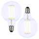 image 1 of BHS 2 Pack of 6 Watt LED ES E27 Vintage Filament Large Globe Bulb | Clear | Warm White | 2