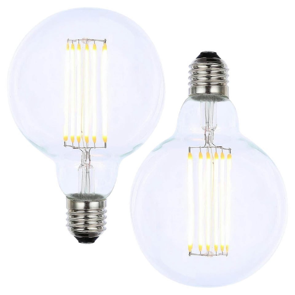 image 1 of BHS 2 Pack of 6 Watt LED ES E27 Vintage Filament Large Globe Bulb | Clear | Warm White | 2