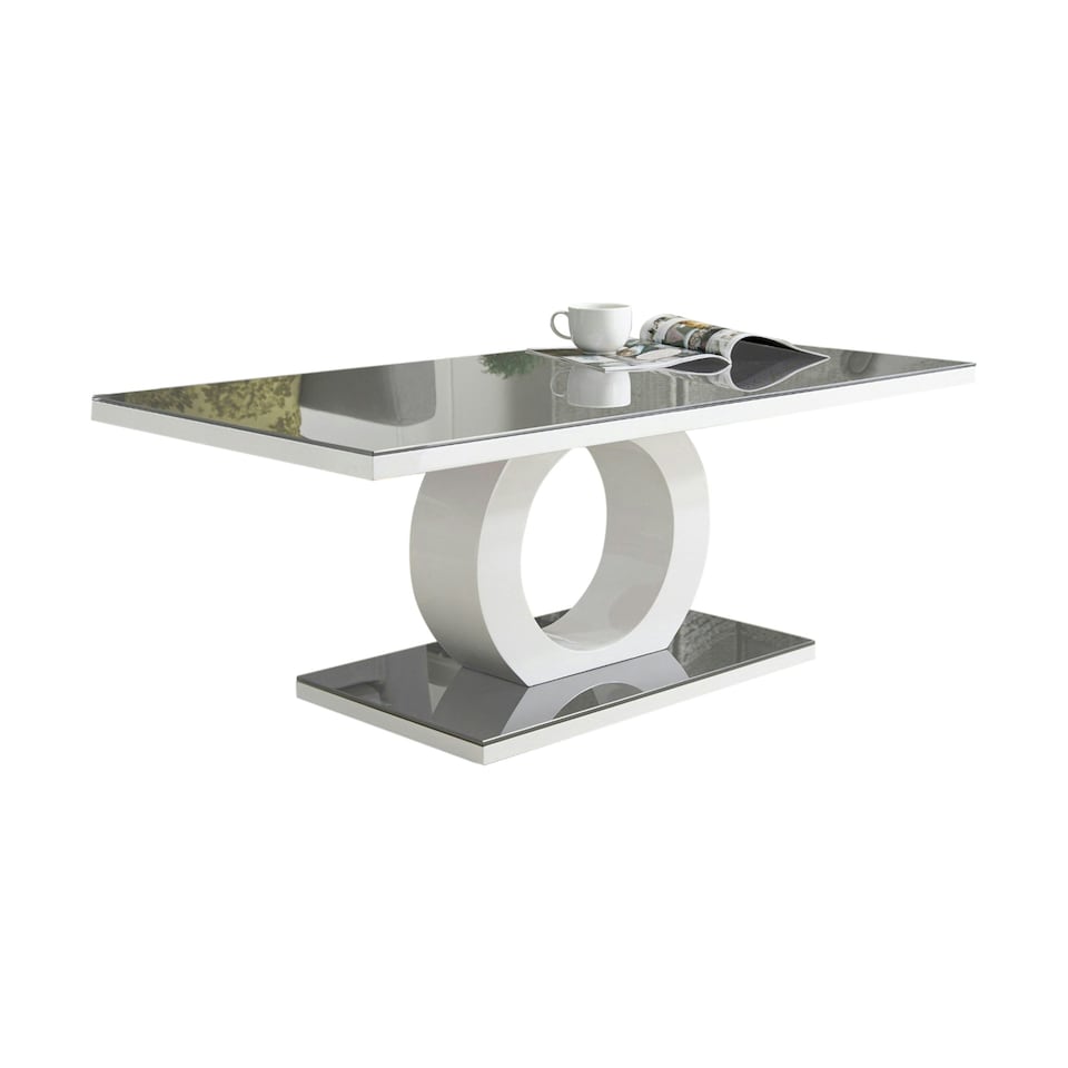 image 1 of Furniturebox Giovani Modern Halo Grey White High Gloss And Glass Coffee Table