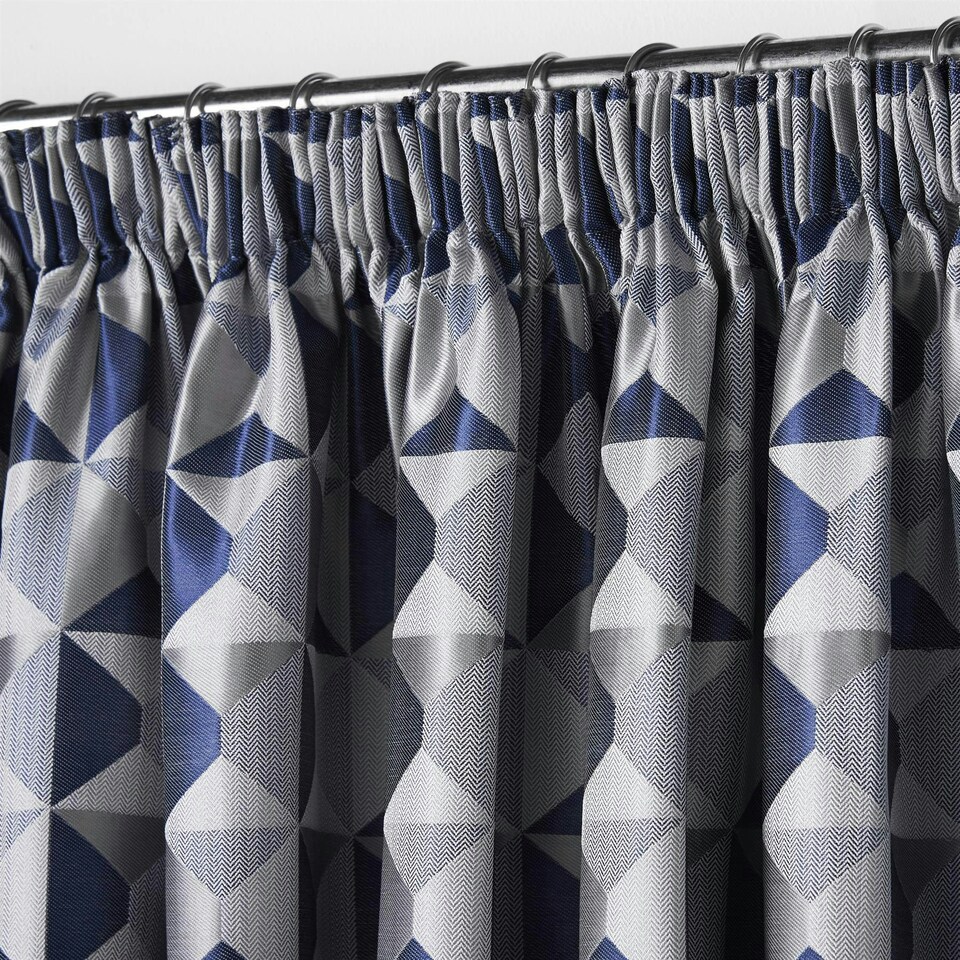 image 1 of Skandi Pencil Pleat Curtains - Navy - 229 cm x 274 cm