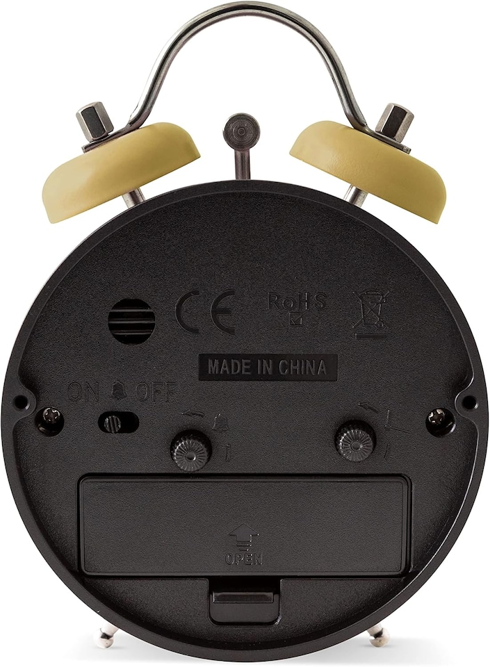 image 1 of Acctim Haven Analogue Faux Double Bell Small Alarm Clock | Yellow | Curry Powder