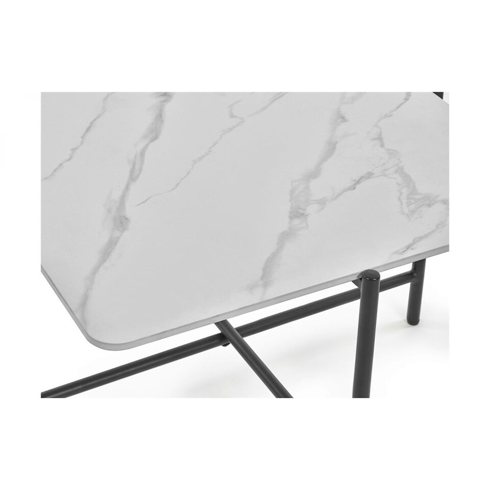 image 1 of White Marbled Top Coffee Table | White | White