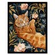 image 1 of Cat Lover Moggie Pet in Rose Garden Watercolour Black Framed Wall Art Print A4