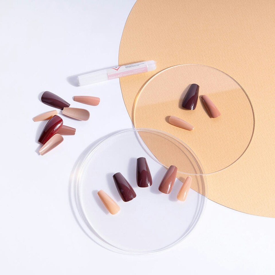image 1 of Nail HQ Long Coffin Mixed Nudes