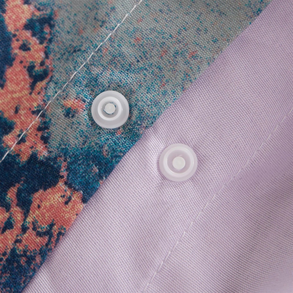 image 1 of OHS Marble Print Duvet Quilt Cover Bedding Set, Single - Lilac/Blue