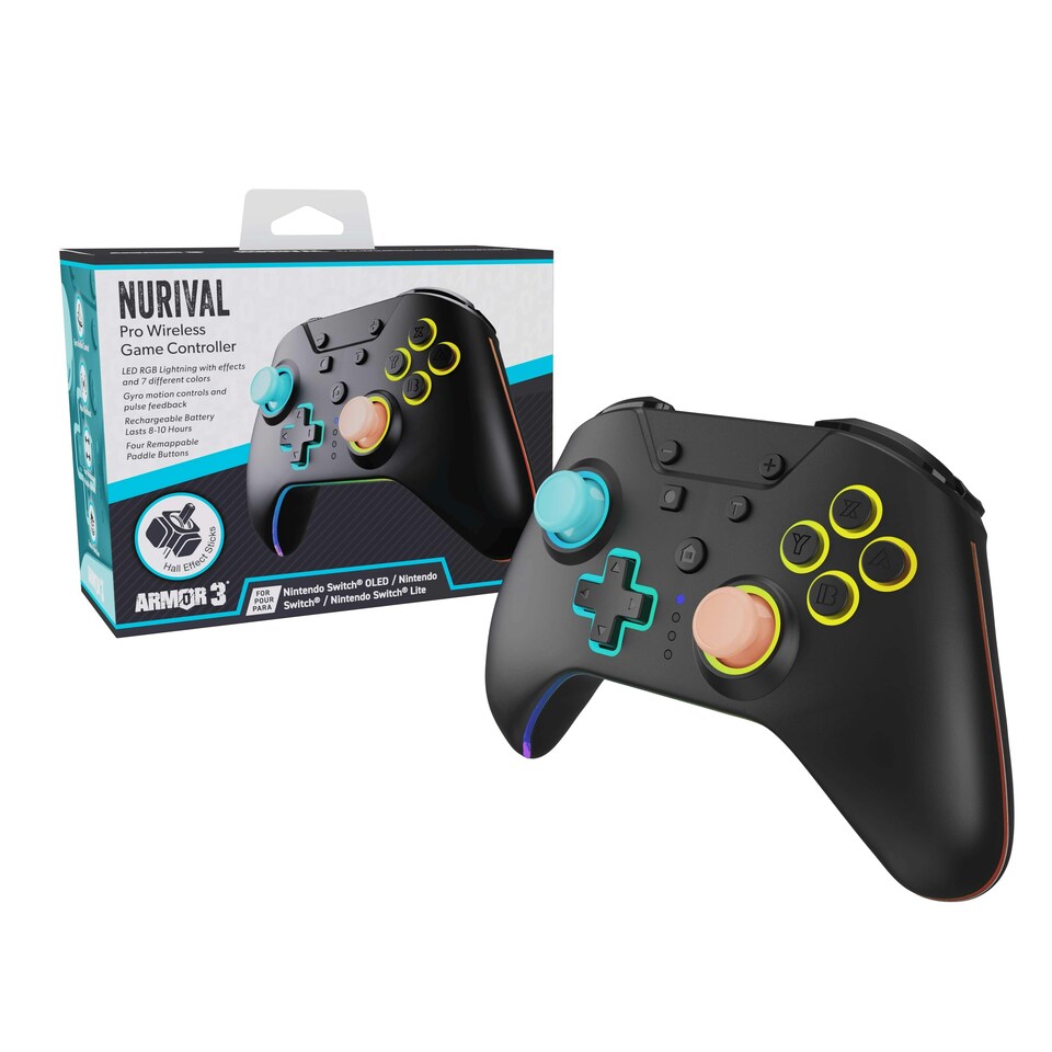 image 1 of Hyperkin Nurival Wireless Controller for Nintendo Switch 2, OLED, Lite - Hall Effect Sticks, RGB Lighting & Pro Paddle Buttons