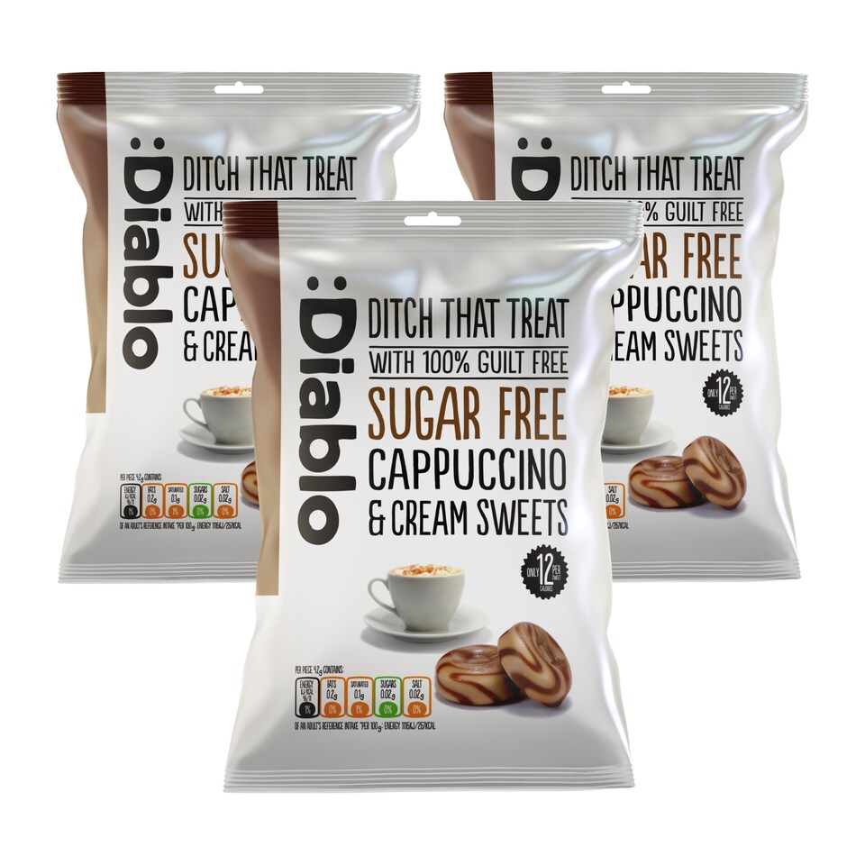 image 1 of Diablo Sugar Free Cappuccino and Cream Sweets 75g 3 Pack