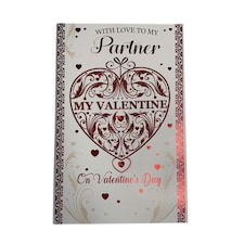 To Partner Big Red Glitter Heart Design Valentine's Day Card