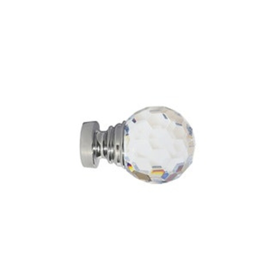 image 1 of 35mm Fixed Length Metal Curtain Pole Set Chrome Acrylic Ball Finial 350cm Silver | Silver