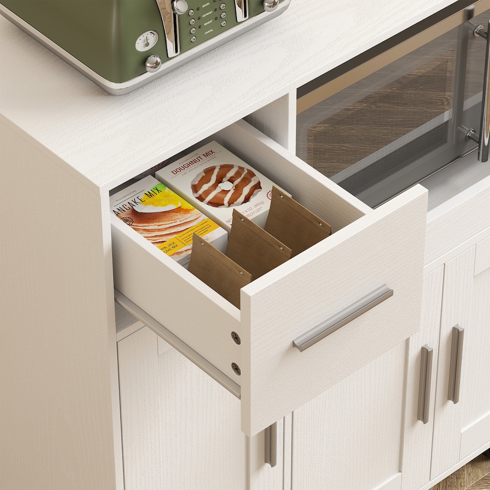 image 1 of HOMCOM Rolling Kitchen Cart, Microwave Cabinet with Adjustable Shelf
