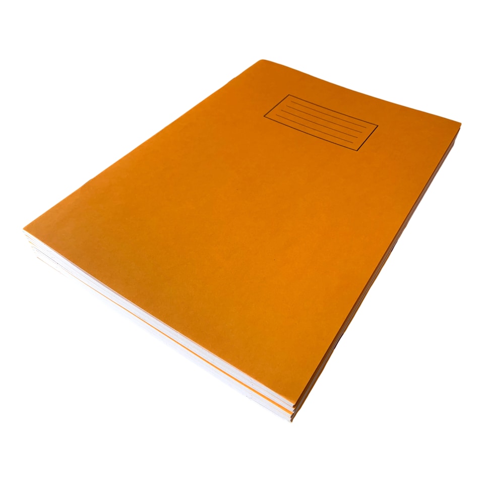 image 1 of Pack of 10 Janrax A4 Orange 80 Pages Feint and Ruled Exercise Books