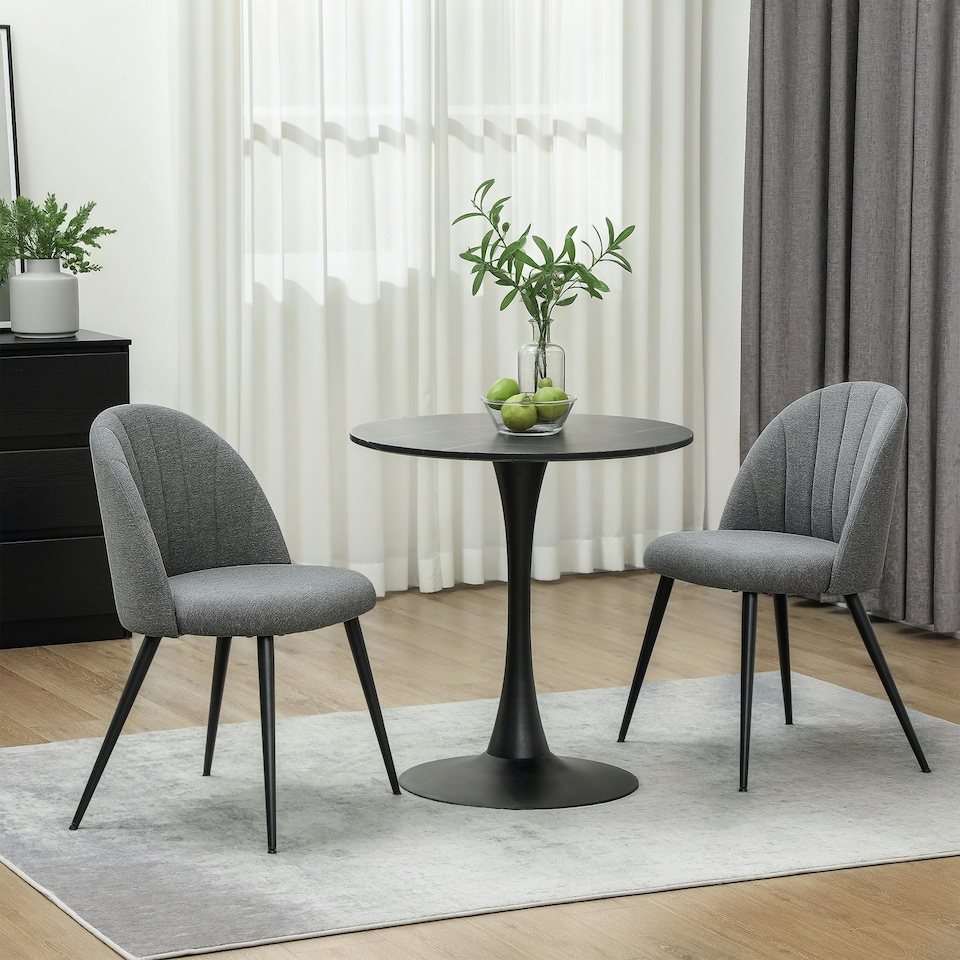 image 1 of HOMCOM Set of 2 Dining Chairs with Shell Backrest and Padded Seat Green