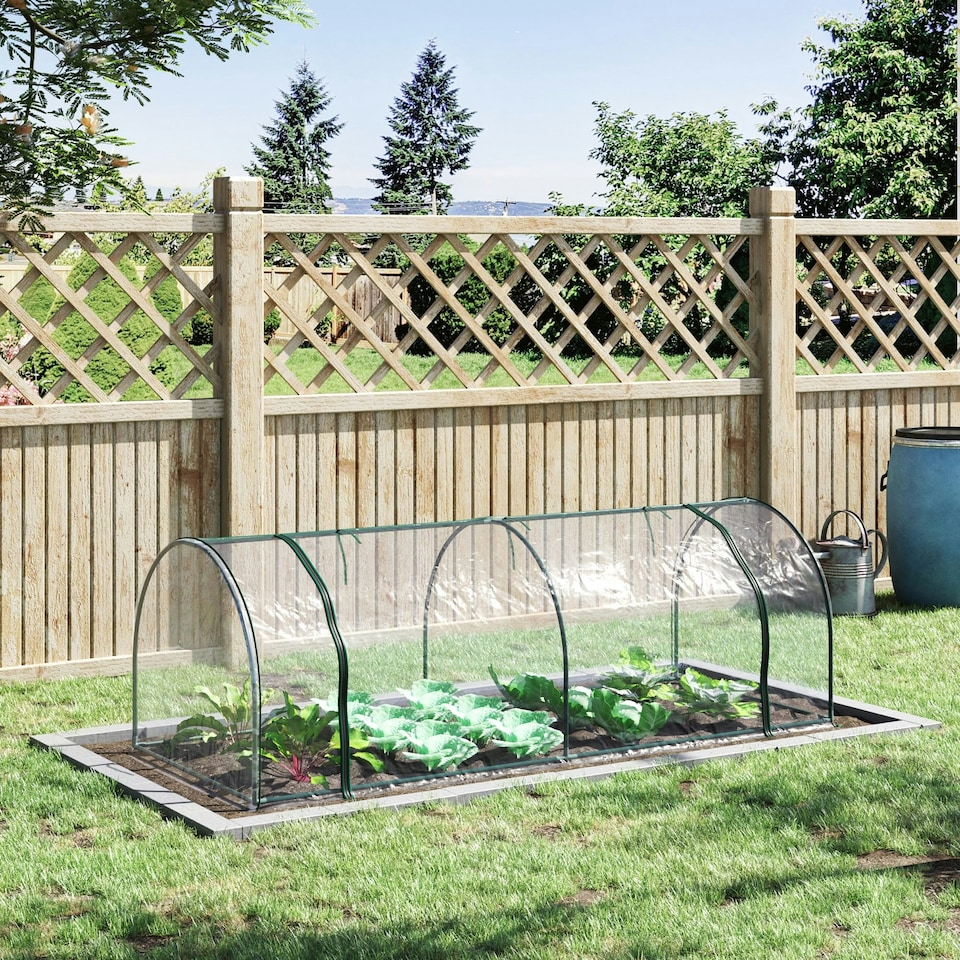 image 1 of Outsunny Tunnel Greenhouse Grow House Steel Frame PVC Transparent