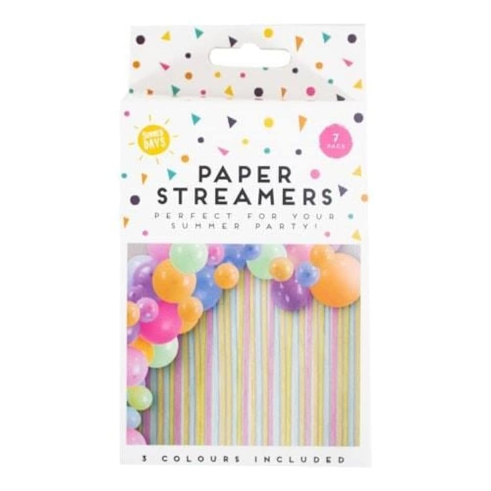 image 1 of Assorted Summer Colours Crepe Paper Streamers Decorations - Pack of 7