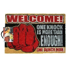 One Punch Man One Knock Is More Than Enough! Welcome Saitama Door Mat - Red/Black - One Size