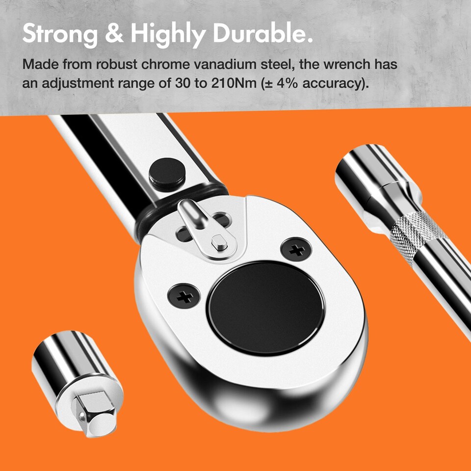 image 1 of VonHaus Half Inch Torque Wrench with Extension Bar
