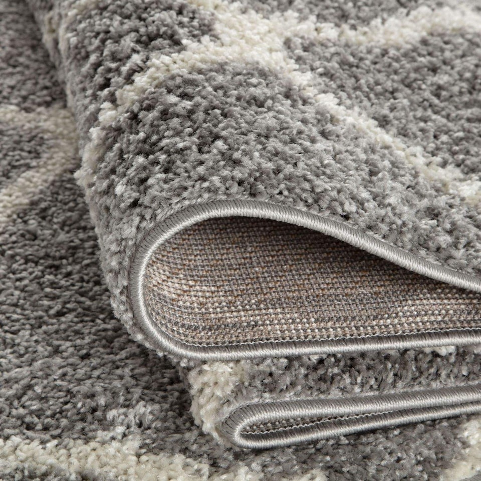 image 1 of The Rugs Moroccan Collection Soft High Pile Shaggy Lattice Floor Rugs and Runners Living Room