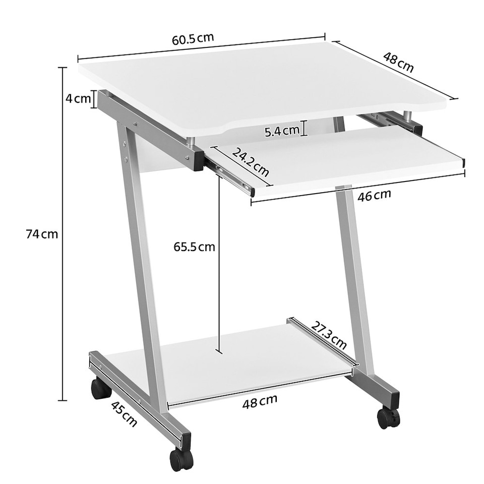 image 1 of Yaheetech Z-Shaped Computer Desk | White