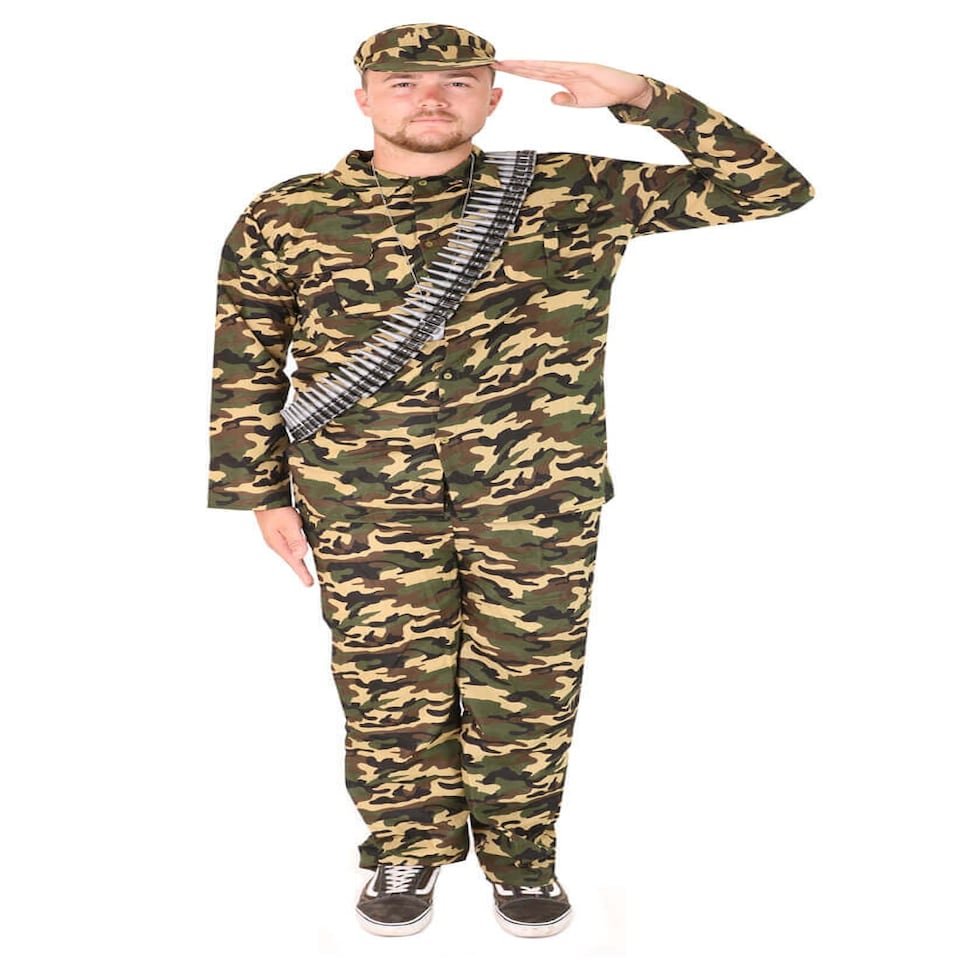 image 1 of Army Man Costume Green | L