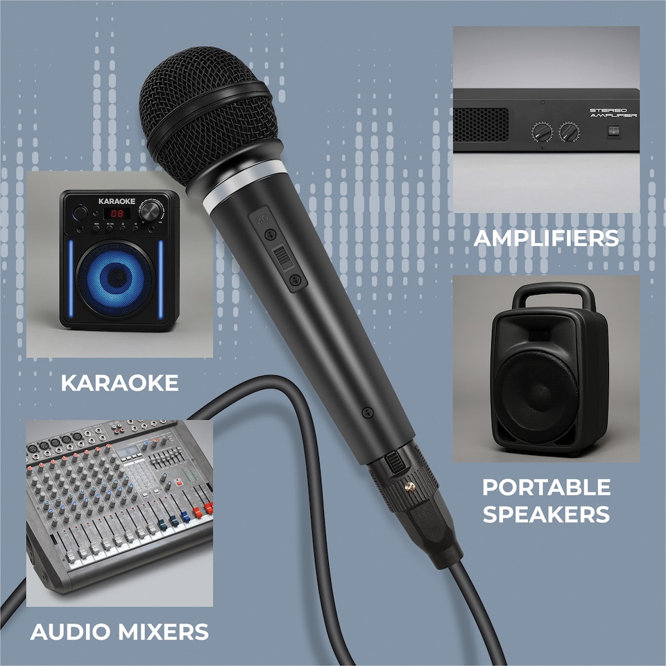 image 1 of Soundlab Dynamic Vocal Microphone With Fixed 3m 6.35mm Jack Lead Black