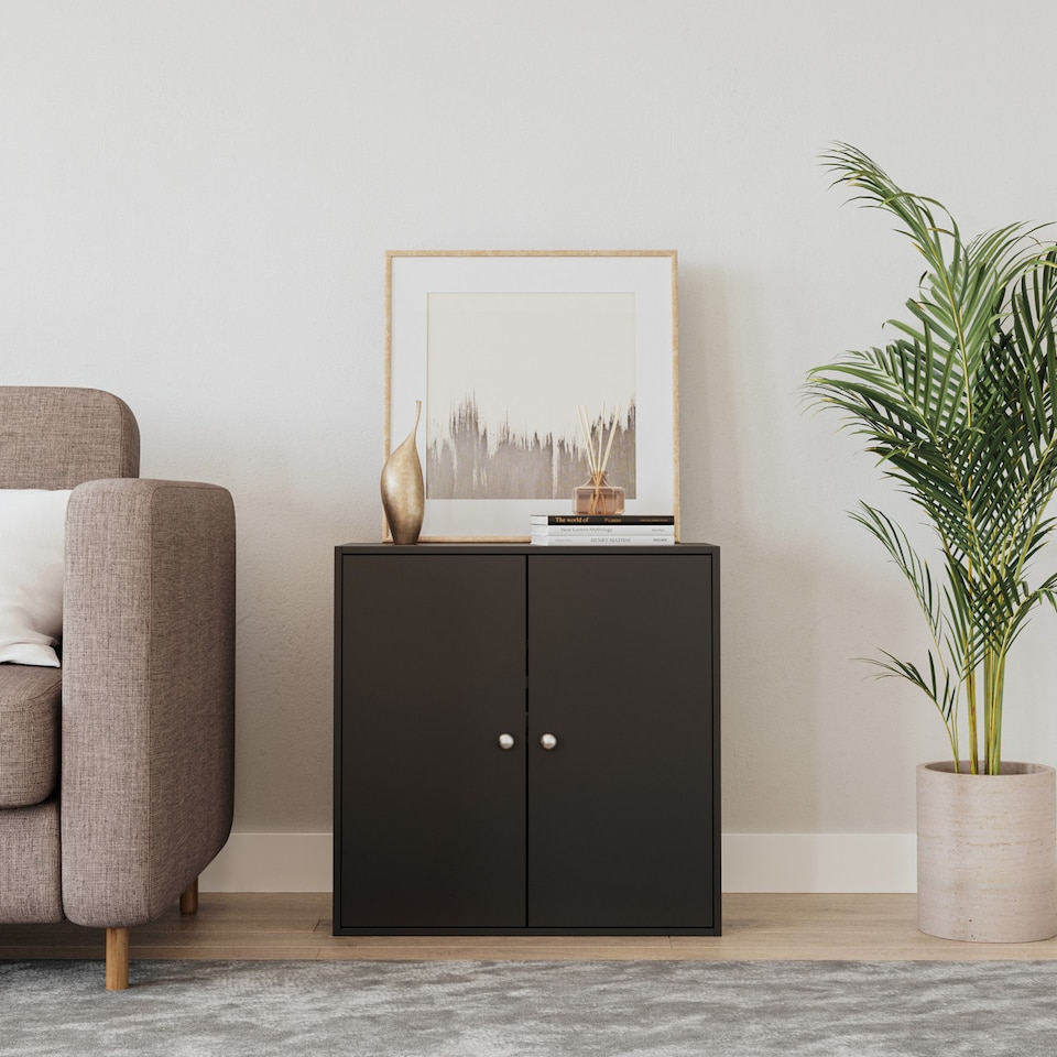 image 1 of Black 2-Tier 2-Door Wooden Cabinet | Black | 0 x 0 x 0 | 1
