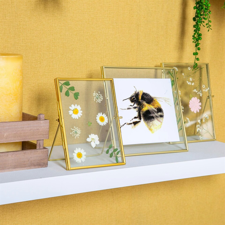 image 1 of Nicola Spring Standing Metal Photo Frames - 5" x 7" - Gold - Pack of 2 - Freestanding Picture Frame Display Frame Poster Frame Picture Display Gold | S
