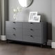 image 3 of Premium Nova 6 Drawer Wide Chest - Storm Grey & Black