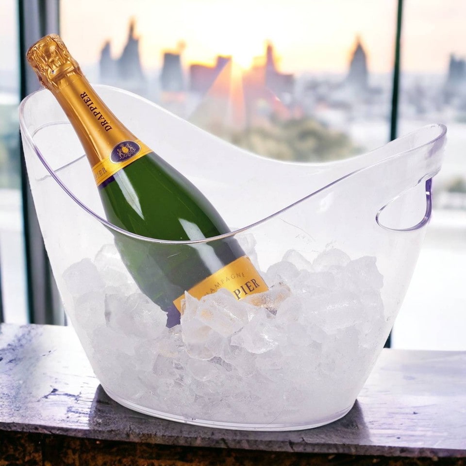 image 1 of 2x Large Clear Acrylic Ice Bucket Wine Champagne Drinks Cooler Party Chiller Tub