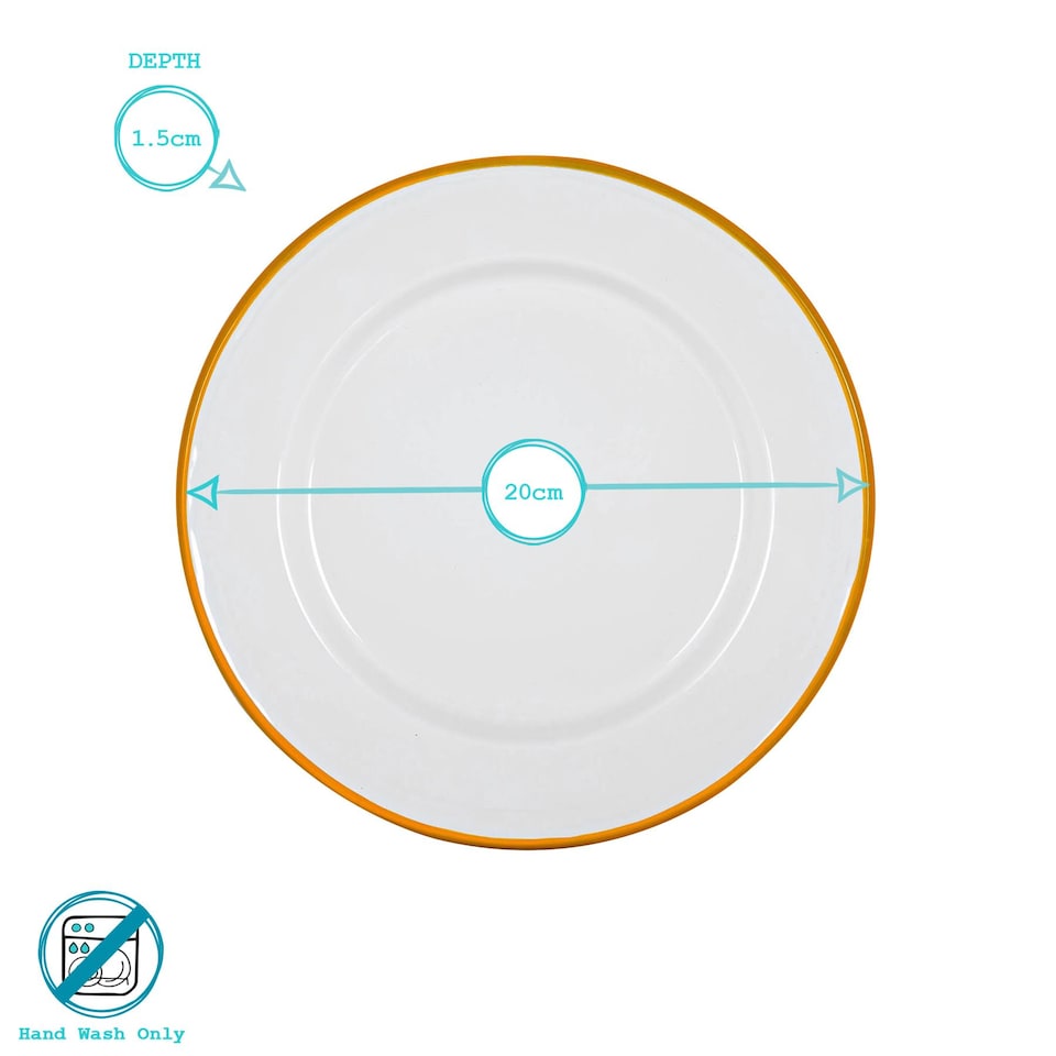 image 1 of Argon Tableware White Enamel Dinner Plates - 25.5cm - Yellow - Pack of 6 | Yellow | Yellow