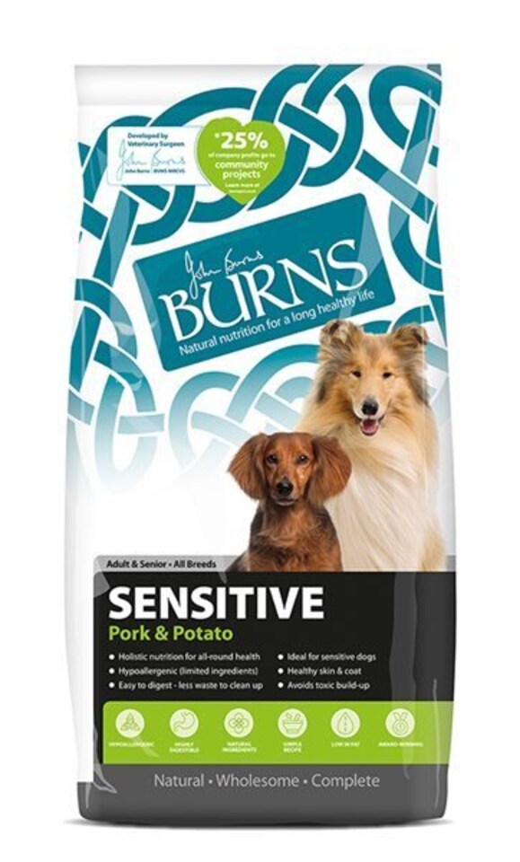 image 1 of Burns Sensitive Pork & Potato Hypoallergenic Low-Fat Adult Dry Dog Food - 6 kg