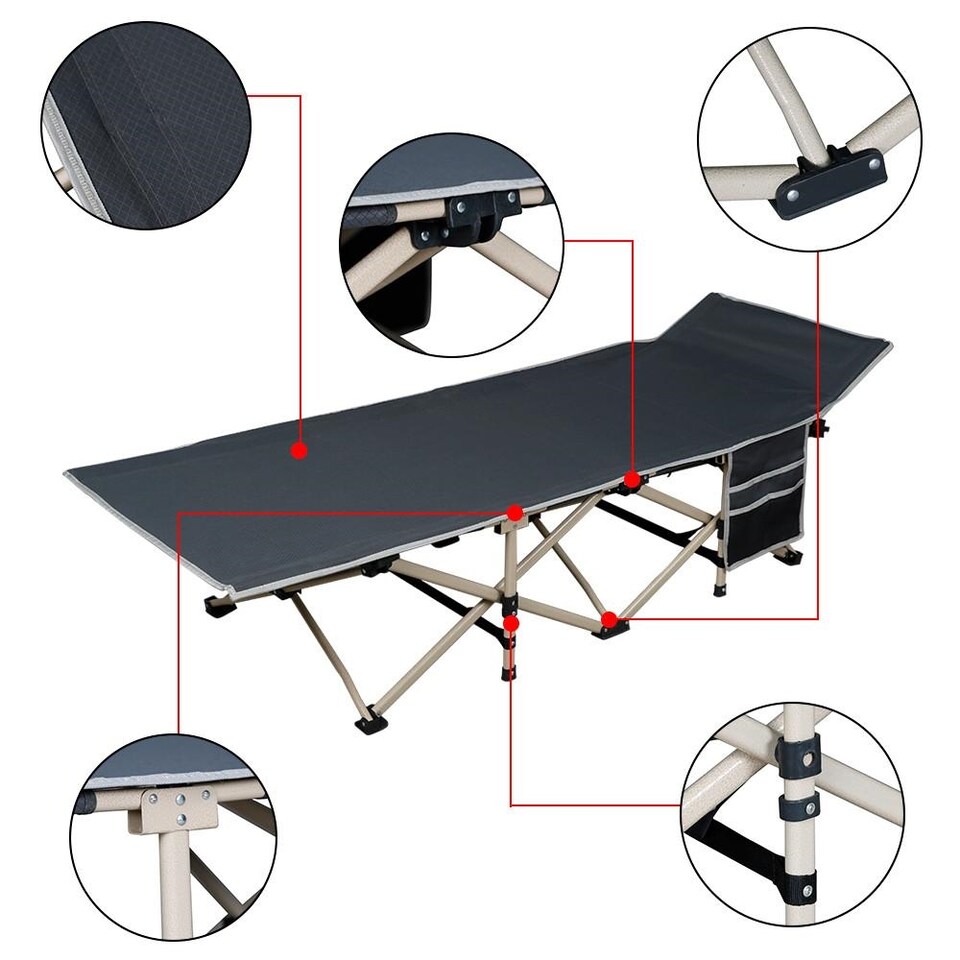 image 1 of Yaheetech Metal Folding Camping Bed Outdoor Indoor-Army Grey | Grey | Grey | Portable/Travel | 1