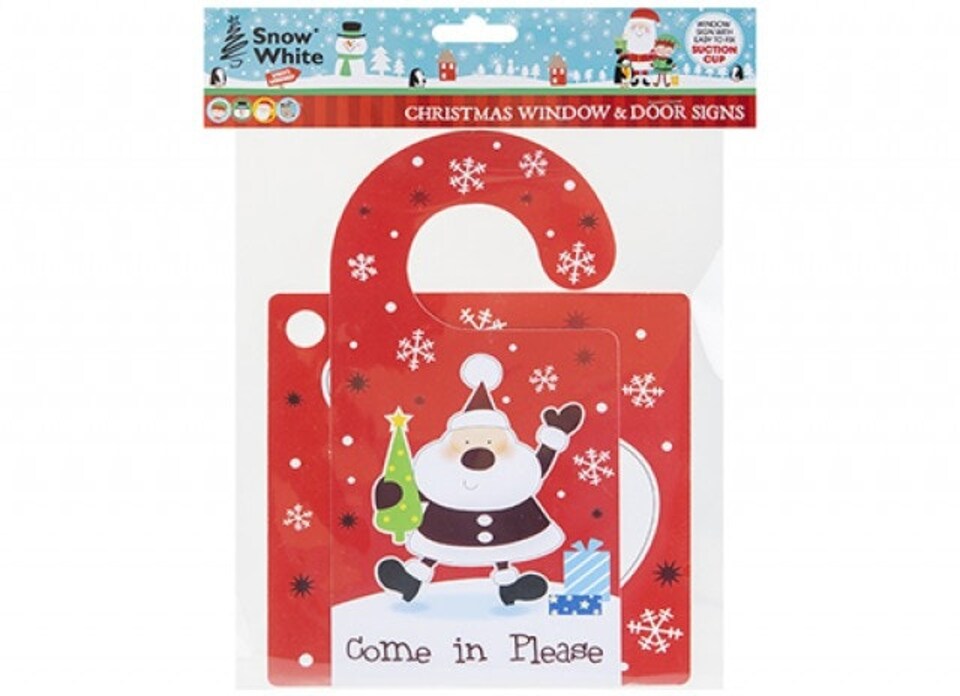image 1 of Santa Stop Here Window & Door Hanger Sign