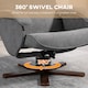 image 5 of HOMCOM Linen Swivel Recliner Chair with Footstool, Upholstered Reclining Armchair with Wooden Base for Living Room, Grey