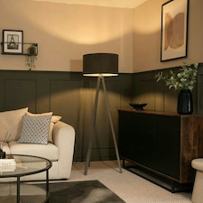 ValueLights Barbro Grey Tripod Floor Lamp Drum Shade