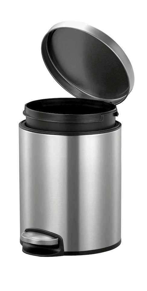image 1 of EKO Eva Pedal Bathroom Bin 5 Litres, Rubbish Bin with Soft Close Lid, Removable Inner Bucket, Perfect for Bathroom, Bedroom & Home, White