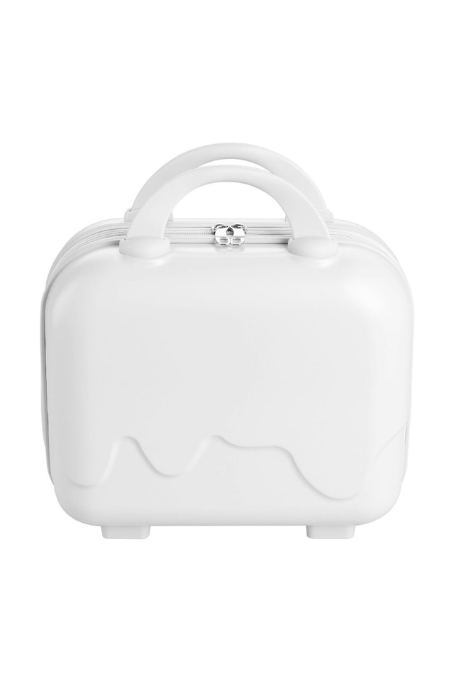 image 1 of Living and Home Portable Lightweight Hard Shell Travel Cosmetic Case | White | Personal Item