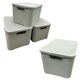 image 1 of 1 x Nature Inspired Light Grey Home & Office Rattan Effect Storage Basket With Lid Grey