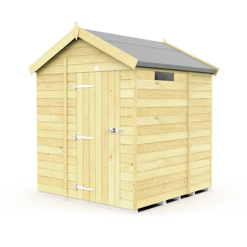 7 x 5 Feet Apex Security Shed - Single Door - Wood - L158 x W214 x H217 cm Brown
