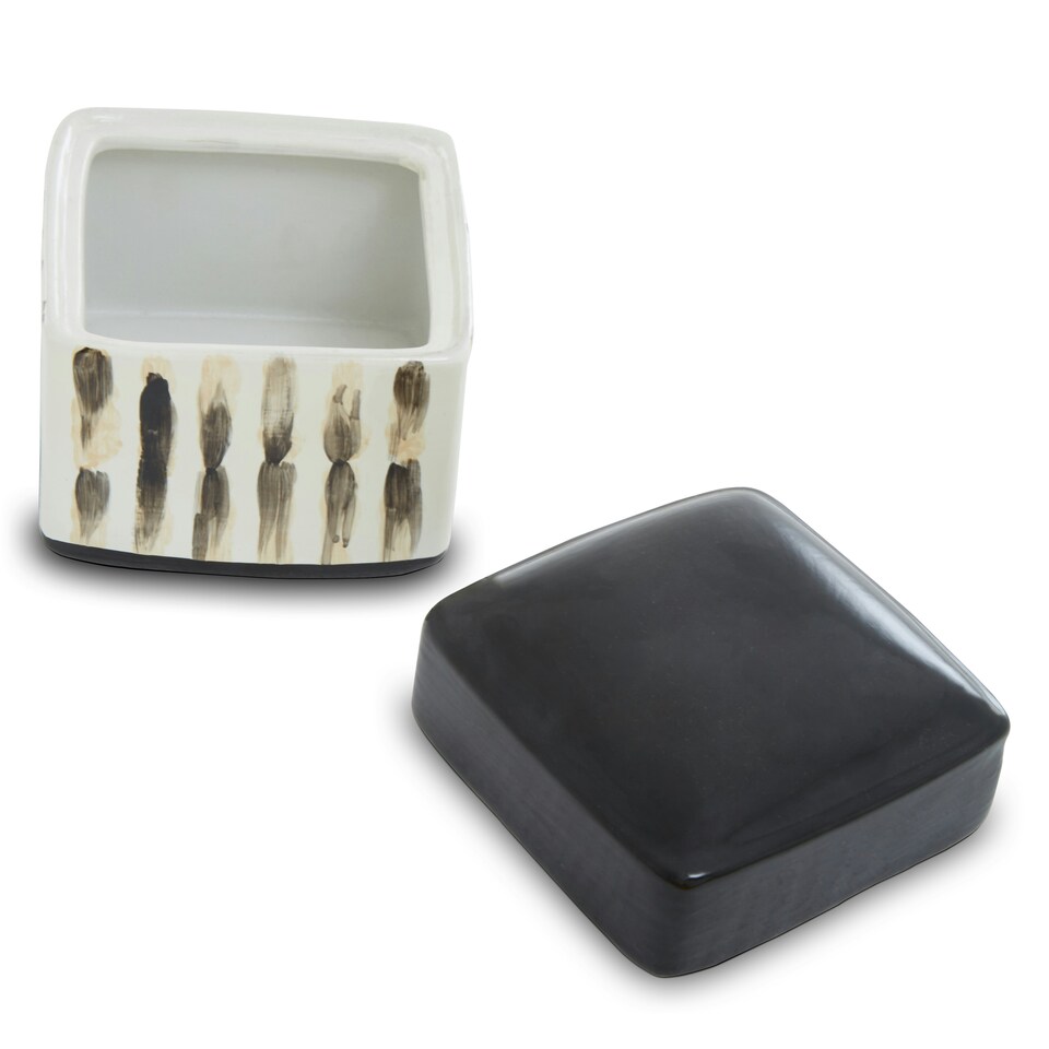 image 1 of Interiors by Premier Brushstroke Trinket Box Black