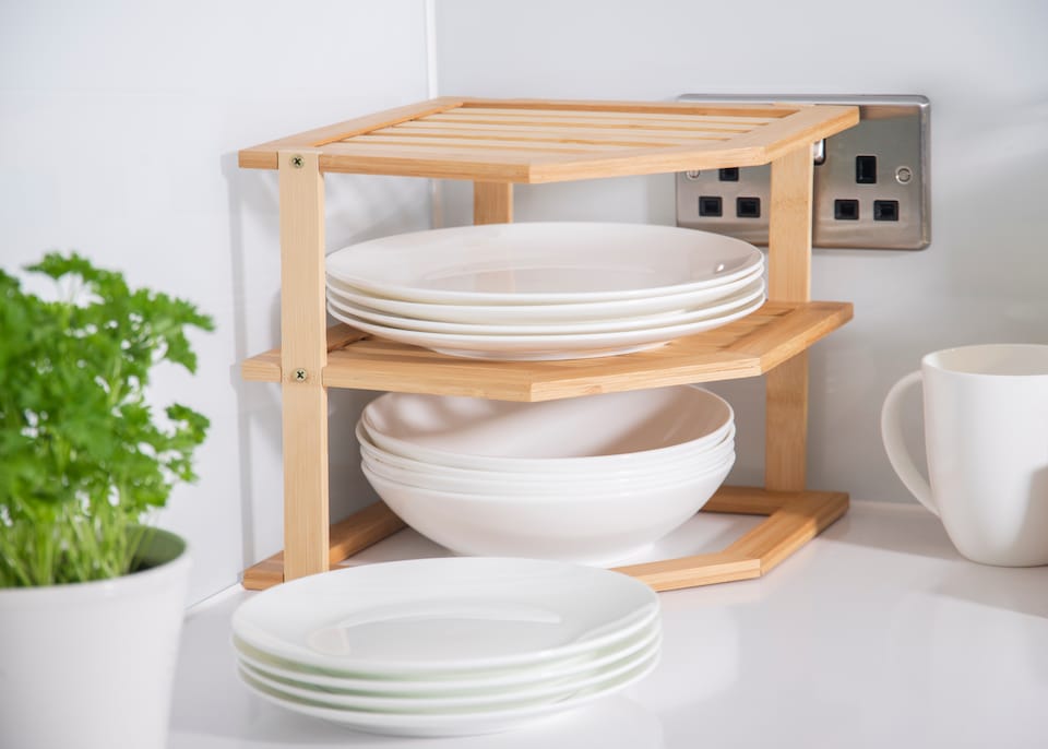 image 1 of Copco Bamboo Corner Shelf Organizer Natural